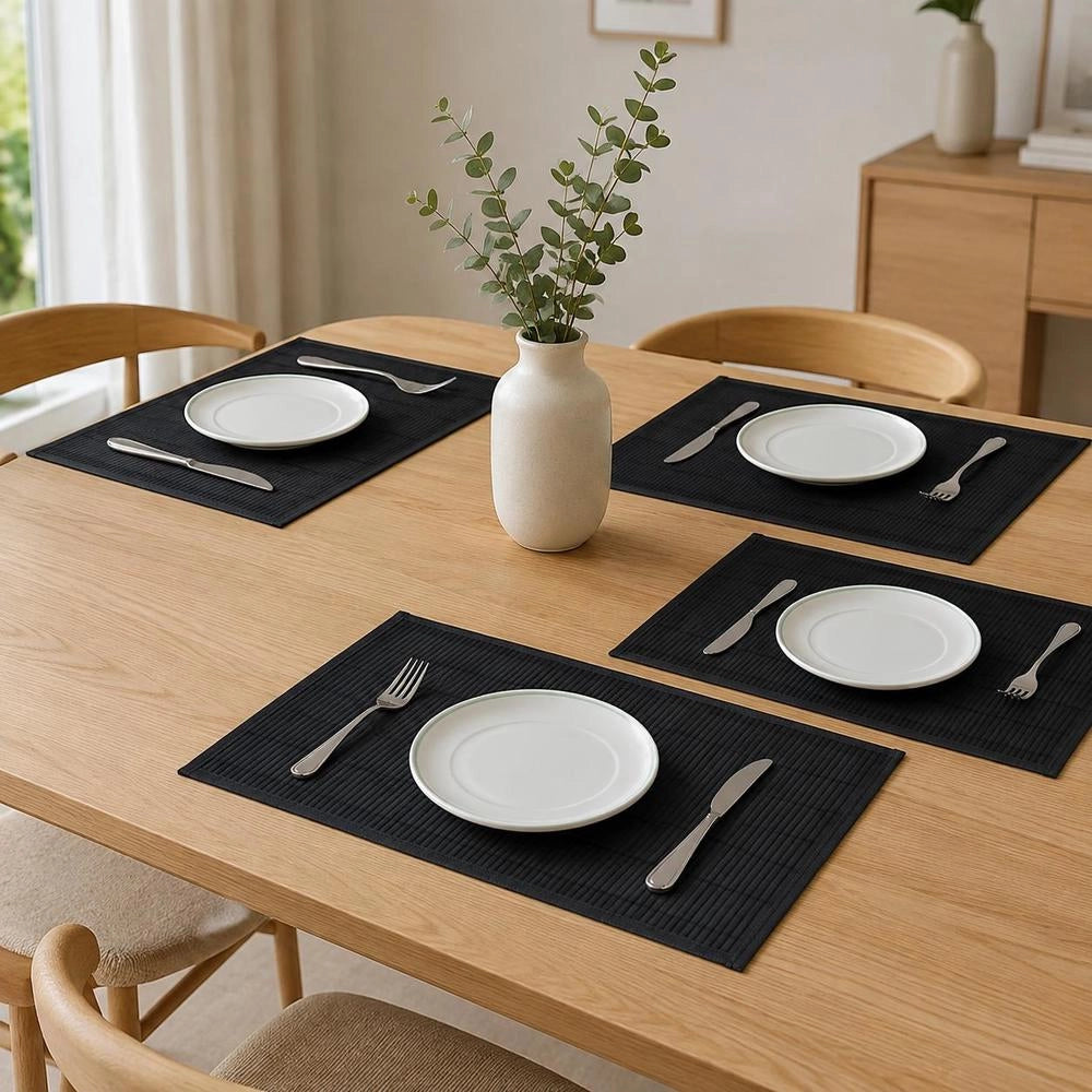 6 Bamboo Placemats 30 X 45 Cm Black