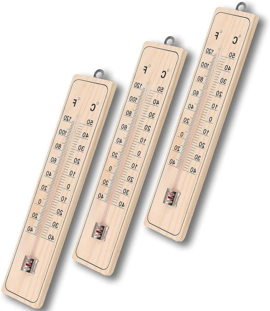 Tavolo di temperatura in legno - Analogico, per interni ed esterni, marrone - Set da 3 pezzi