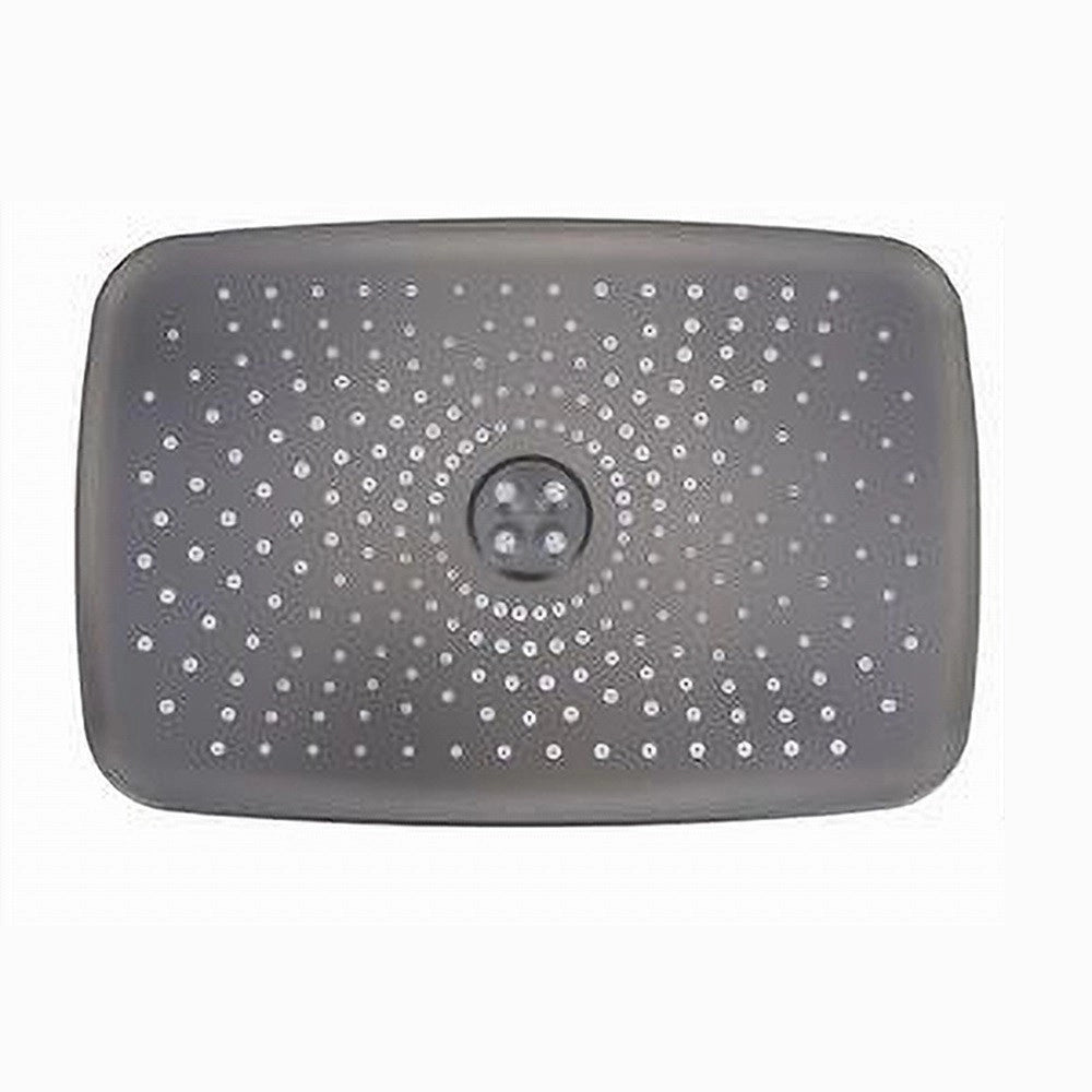 Trade Shop - Soffione Doccia Rettangolare Ugelli Fori Bagno Miscelatore Grigio 28.5x19cm 87129 -