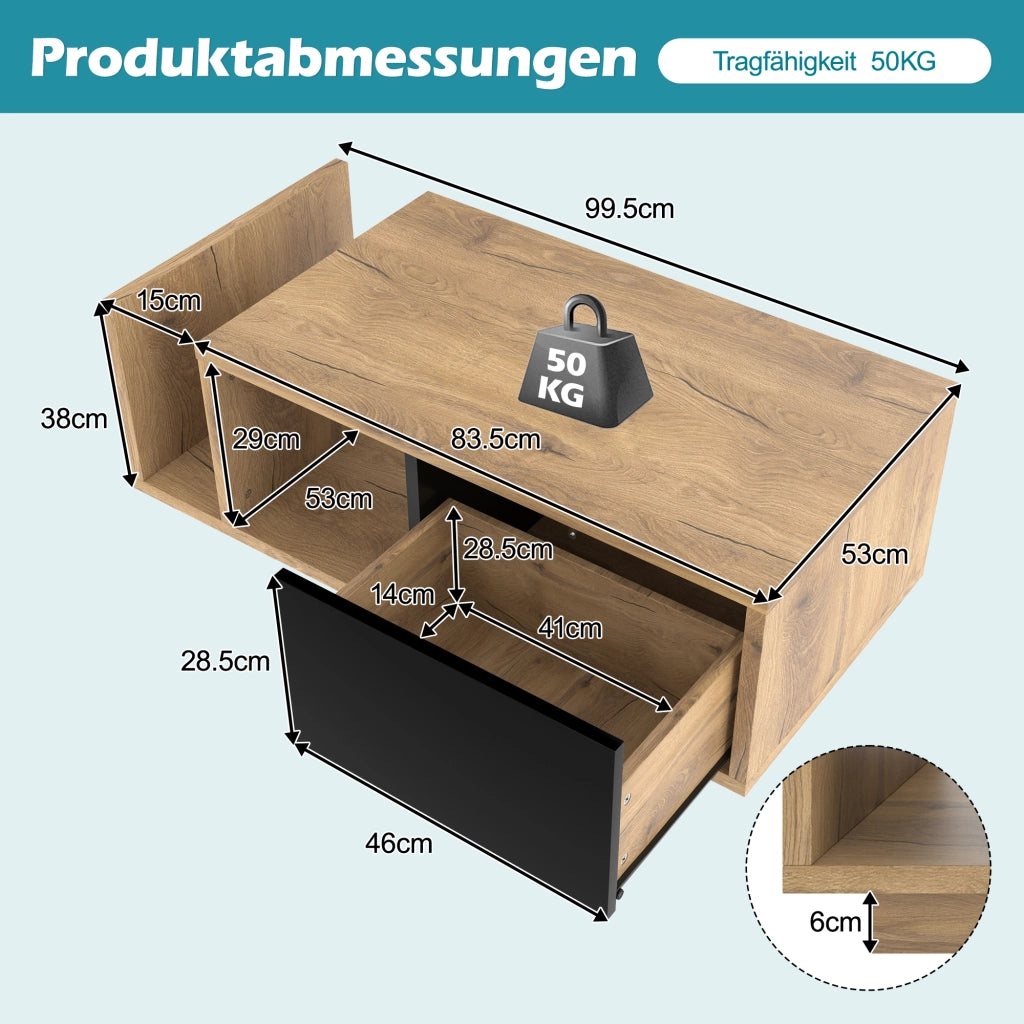 MADIA con illuminazione LED 99,5x53x38 cm Naturale