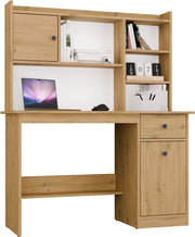 Scrivania CHESTER con alzata rovere artisan 1 cassetto mobile scaffale per camera per ufficio e studio