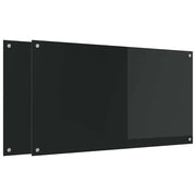 Set di 2 paraschizzi moderni per cucina 110 x 60 cm resistenti al calore facili da installare vetro nero 02_0056267
