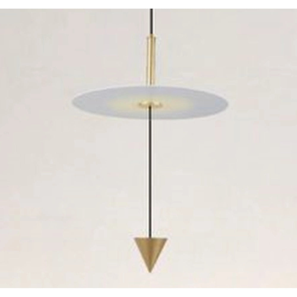 Trade Shop - Lampadario A Sospensione Lampada 12w Luce Led 4000k Disco Bianco ø23cm Cono Oro 32016 -