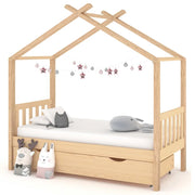 Giroletto per Bambini con Cassetto Legno Massello Pino 80x160cm 322146