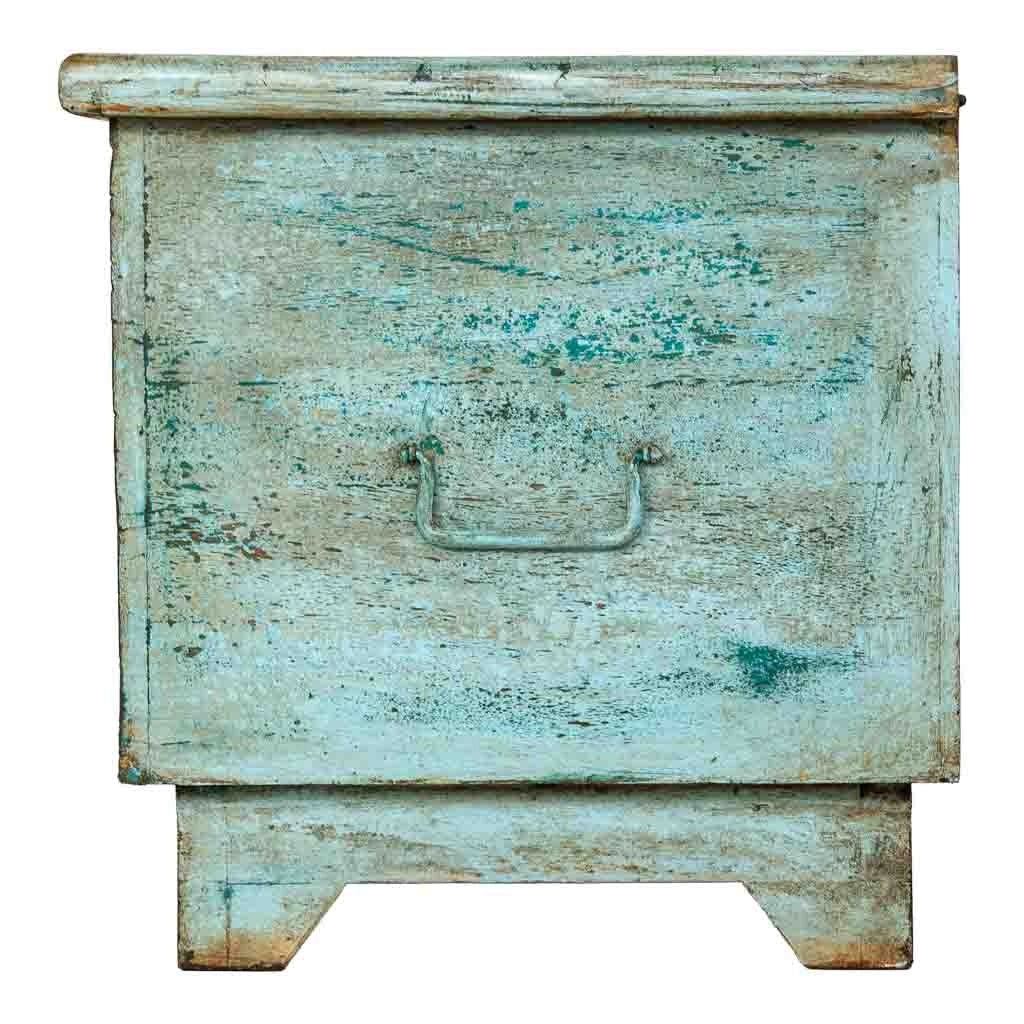 Bauletto artigianale in legno blu 150x45x46h cm