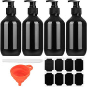 Dispensatore di sapone navicella 300 ml con pompa per schiuma e pennello per etichetta - Nero - Per cucina e bagno