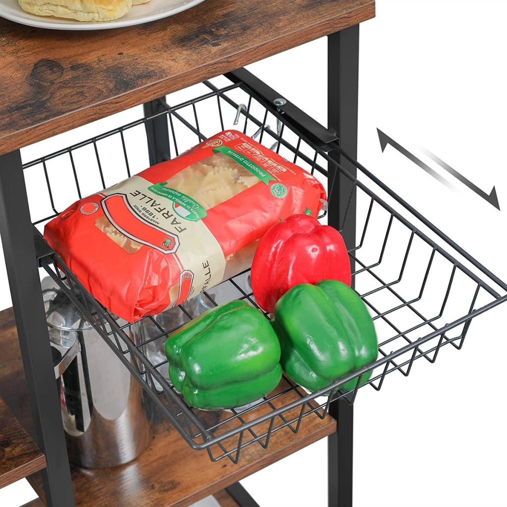 Scaffale cucina industriale alto con gancio e cassetto a rete 90x40x132 cm