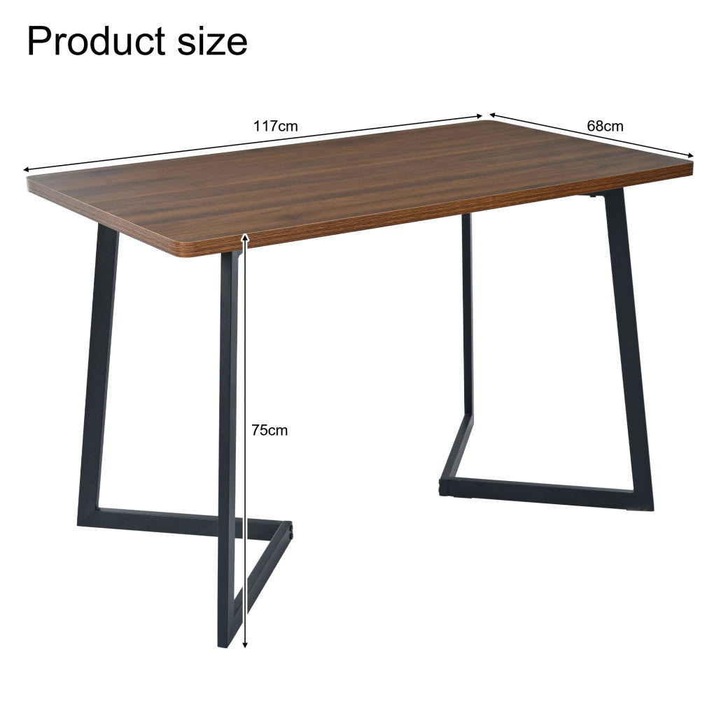 Set tavolo e 4 sedie 117x68 cm MDF noce e metallo nero per cucina