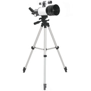 Telescopio, lente da 70 mm, binocolo 5 x 24, treppiede regolabile, colore argento