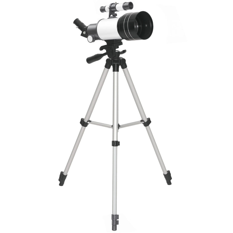 Telescopio, lente da 70 mm, binocolo 5 x 24, treppiede regolabile, colore argento