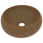 Lavabo rotondo di lusso da appoggio WC lavabo bagno cucina guardaroba interno casa 40x15 cm ceramica crema opaca 02_0002749