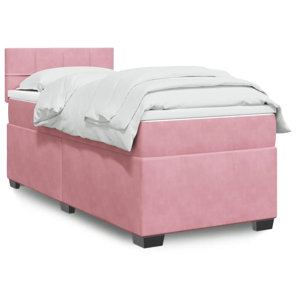 Giroletto a Molle con Materasso Rosa 90x190 cm in Velluto 3286203