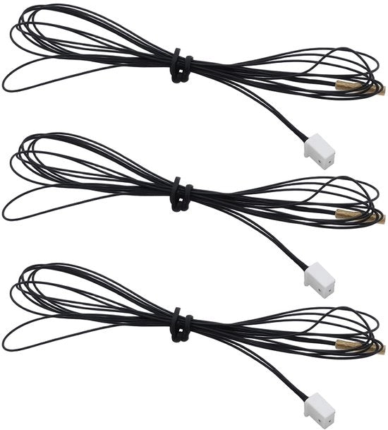 Termistore NTC 100K 3950 - Sensore di Temperatura - 3D Stampante - Alta Temperatura Resistente Sonda - 1 Metro Cavo - Connessione Universale