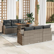 Set Divano da Giardino a 7 Pezzi con Cuscini Grigio Polyrattan