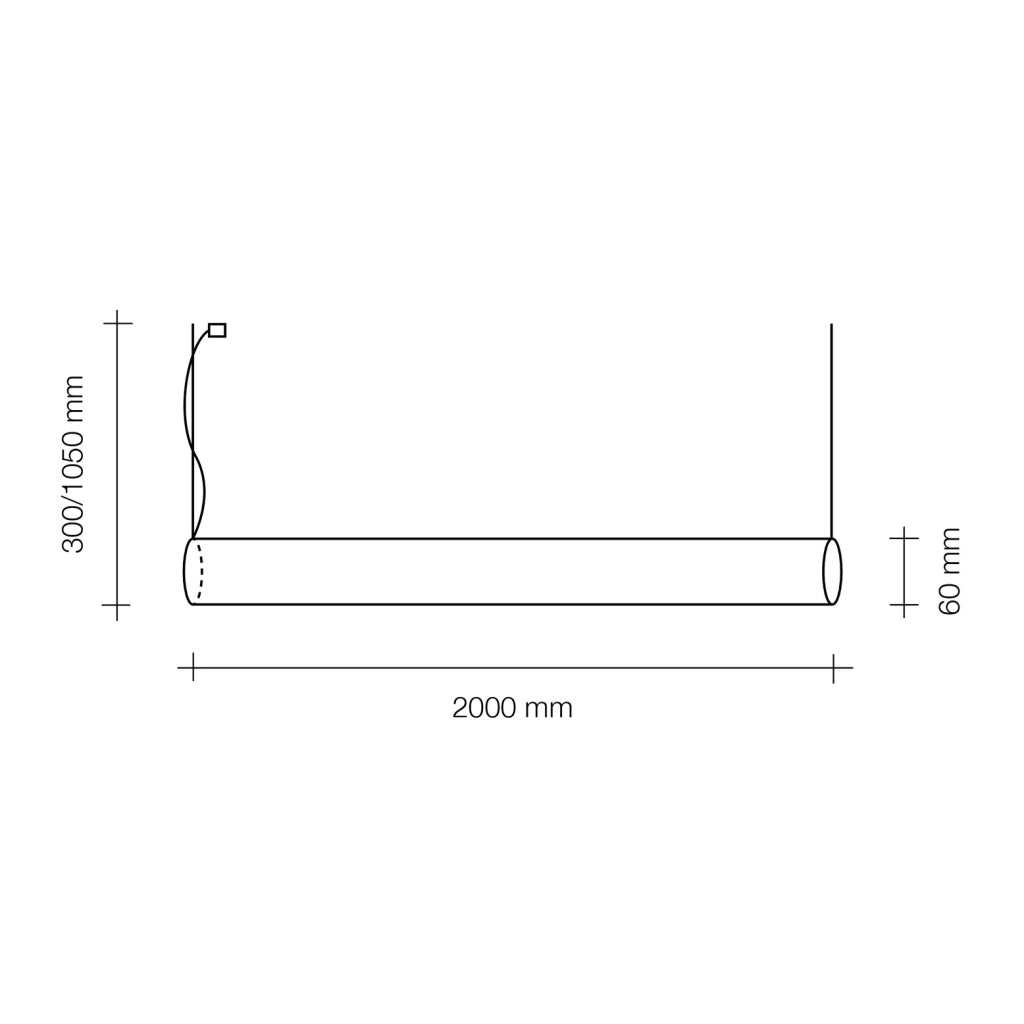 PIRGOS Sospensione tubo LED cilindrico larghezza 200 cm 3000k 4000lm 38,4w