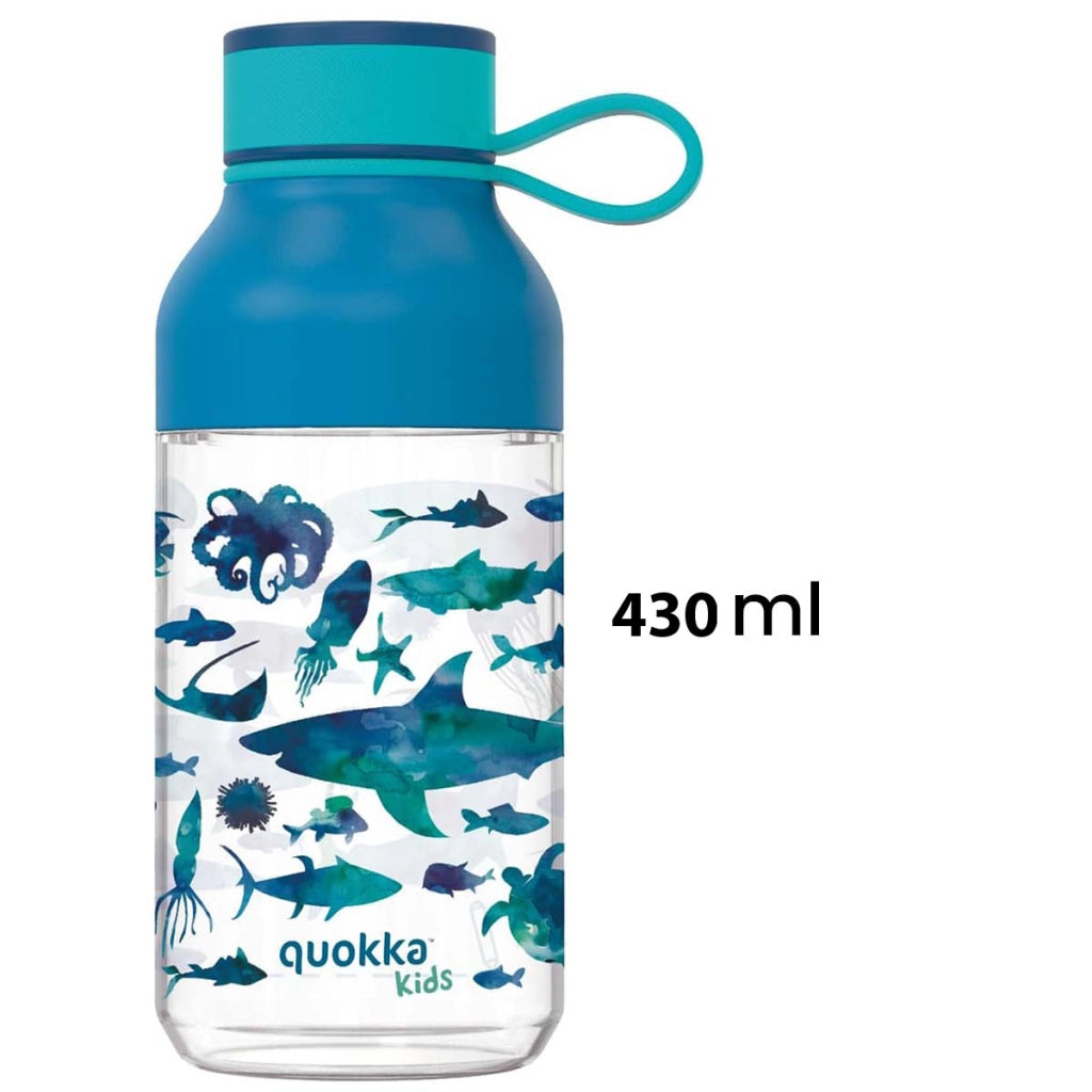 Borracca per Bambini 430ml Modello Ice Kids Motivo Animali Marini con Cinghia Blu Quokka