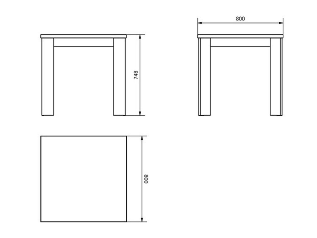 Cagno, Tavolo Fisso 4 Posti, 80x80x75h cm Marrone