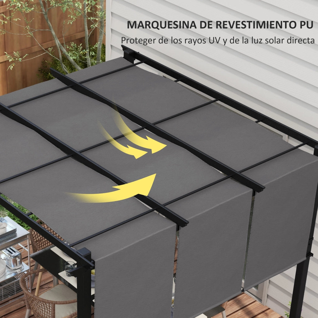 Cenador da Giardino 3x3 m ¨C zephmum ¨C Grigio Scuro Acciaio