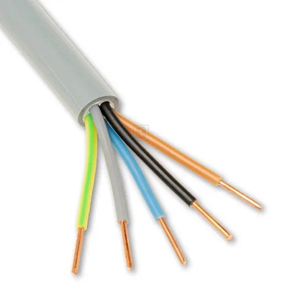 Cavo elettrico in acciaio 5 x 1,5mm2 con connettore a anello - Grigio - 100 metri
