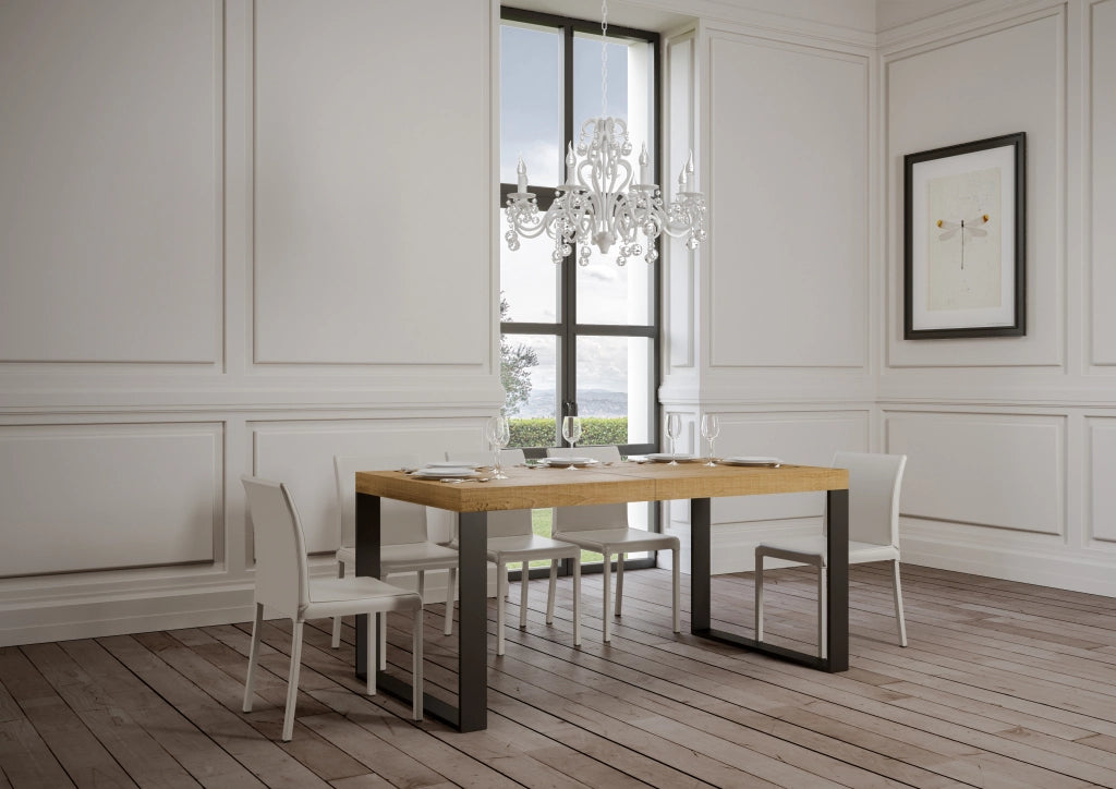 Tavolo allungabile 90x200/304 cm Tekno Premium quercia natura telaio Antracite