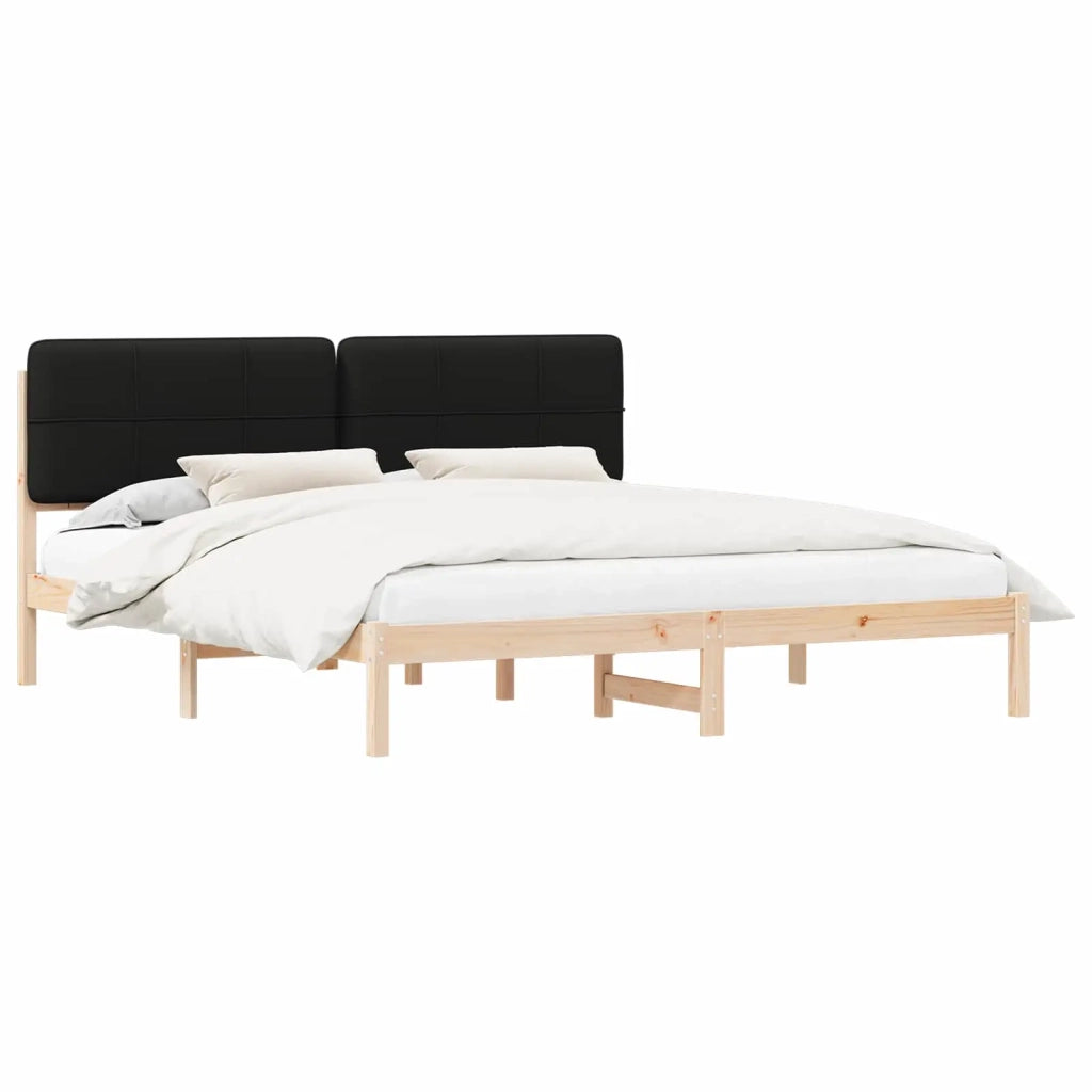 Letto con Testiera Rivestita Nero 200 x 200 cm Pino massello 3405569