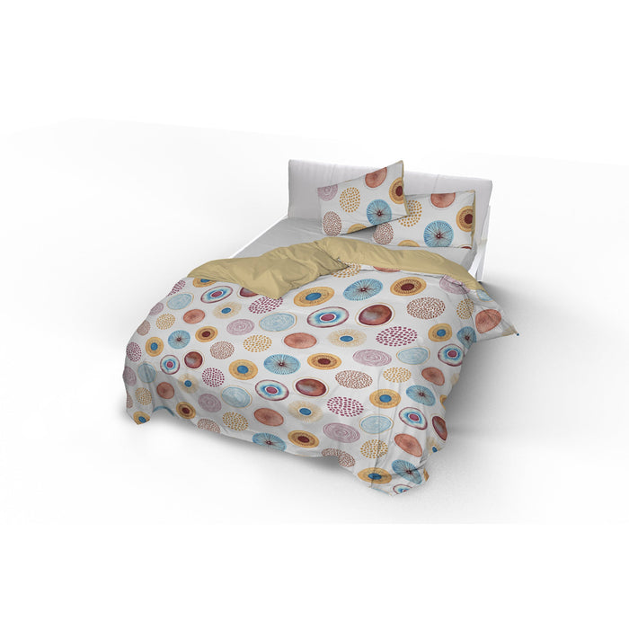 Copripiumino 1 Piazza e Mezzo Double Face con Federe Stampato Circle