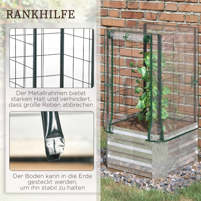 CASSETTA DA GIARDINO 53x53x90 cm PVC Argento Set 3 in 1