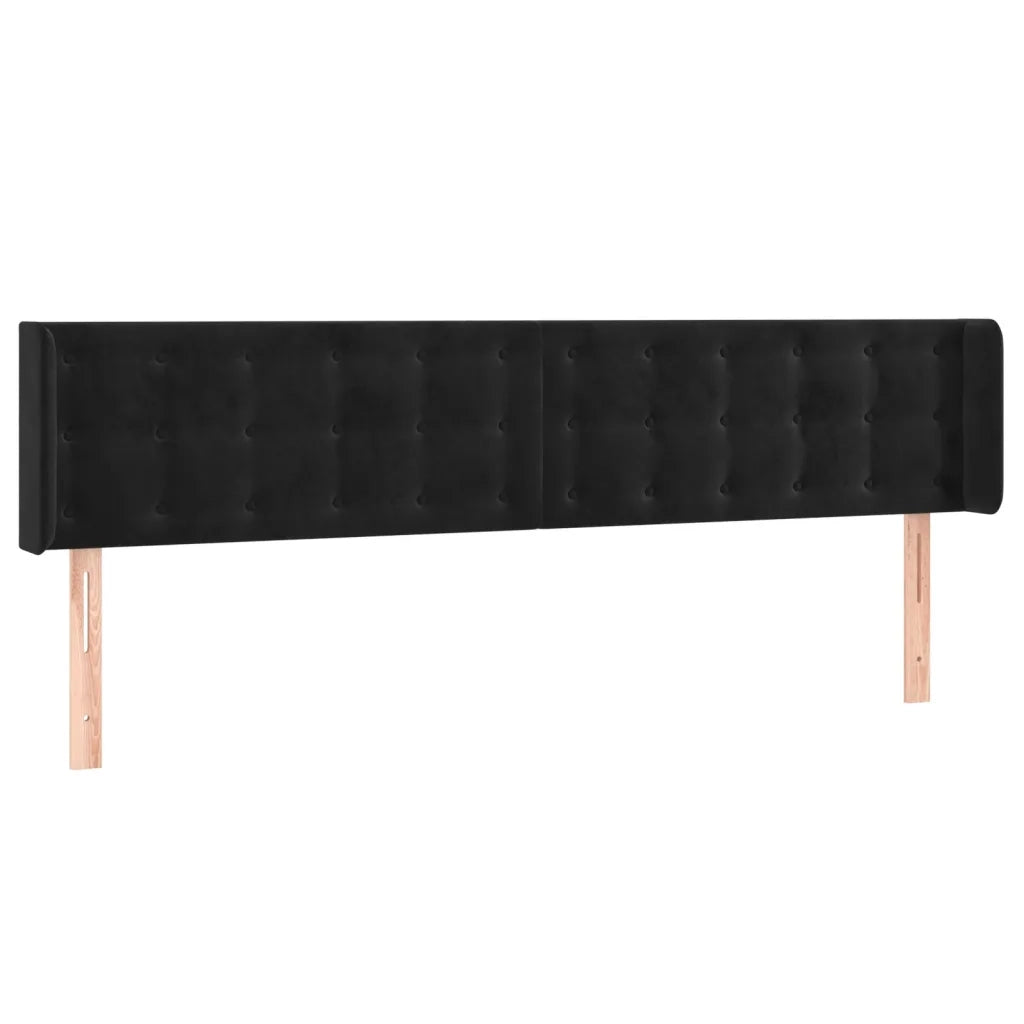 Testiera | Testata a LED Nera 163x16x78/88 cm in Velluto