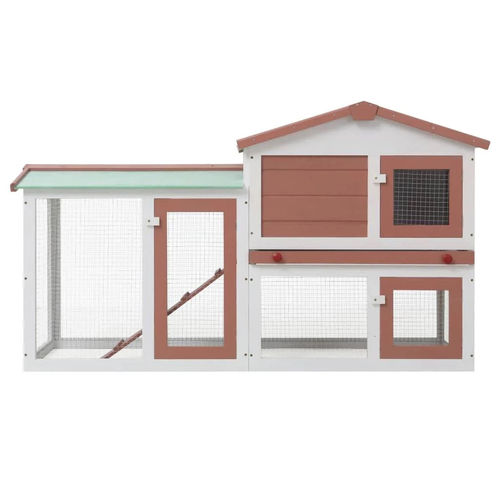 Grande conigliera da esterno 145 x 45 x 85 cm in legno marrone e bianco 02_0000606