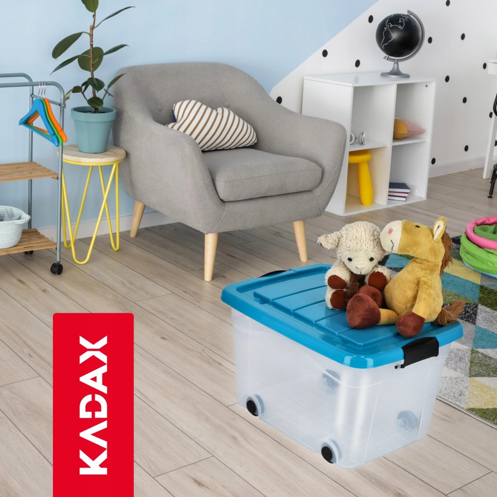 Contenitore per giocattoli KADAX, grande scatola con ruote, in plastica, grande 40 litri