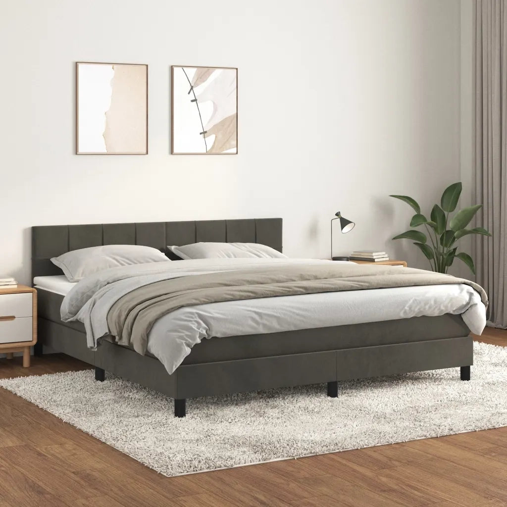 Giroletto a Molle con Materasso Grigio Scuro 180x200 cm Vellutocod mxl 99682