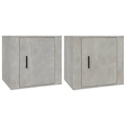 Set di 2 Comodini | Armadio da Notte | Mobiletto da notte Grigio Cemento 50x39x47 cm