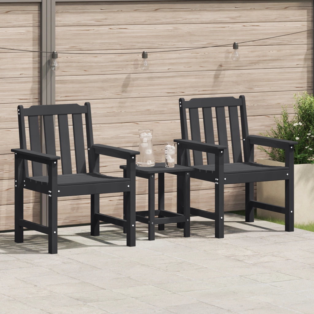 Sedie da Giardino 2 pz Nero HDPE