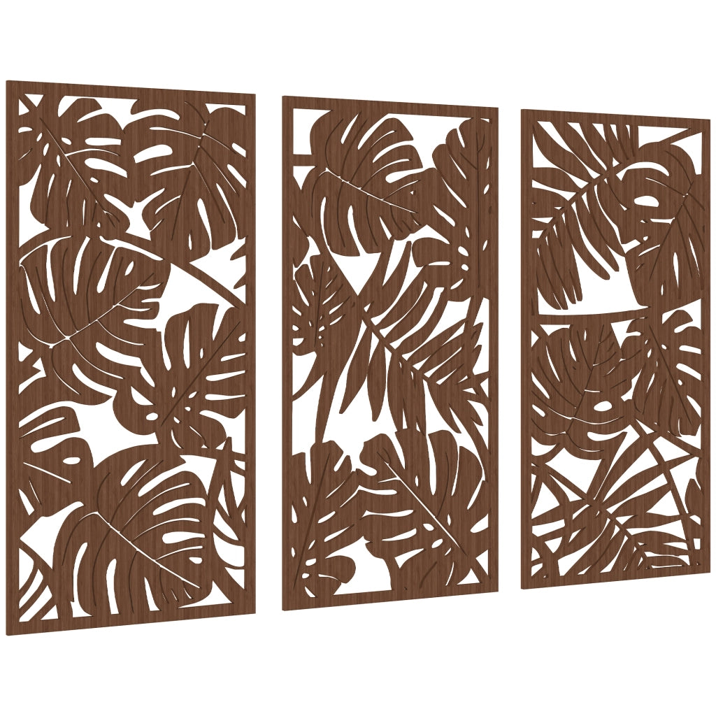 Quadro Legno 40x80 cm 3D Foglie Tropicali ¨C zephmum ¨C 3 Pezzi 40x80 cm