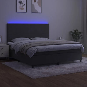 Letto a Molle con Materasso e LED Grigio Scuro 160x200 cm 3136012