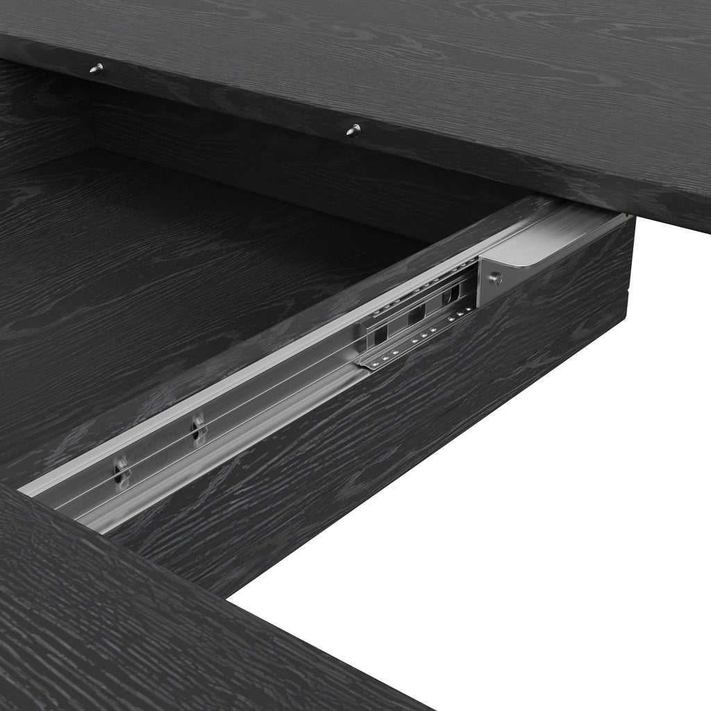 Tavolo da pranzo allungabile rotondo ovale con ripiano integrato in MDF nero