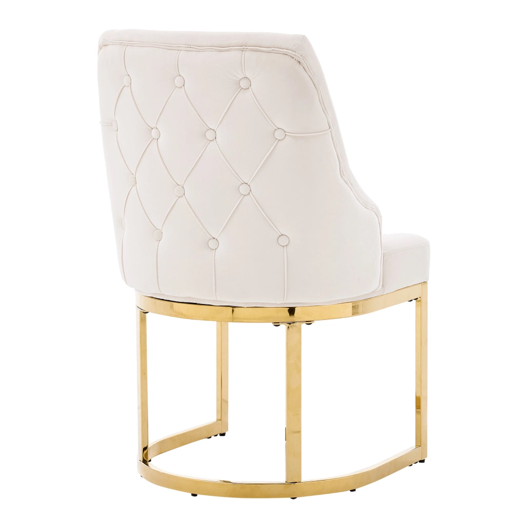 4 sedie da pranzo in velluto beige e oro, stile moderno, gambe in metallo galvanizzato