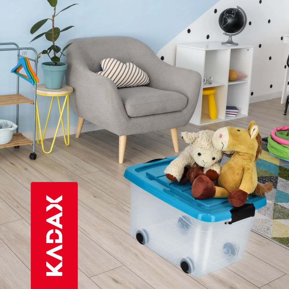 Contenitore per giocattoli KADAX, grande scatola con ruote, in plastica, grande 20 litri