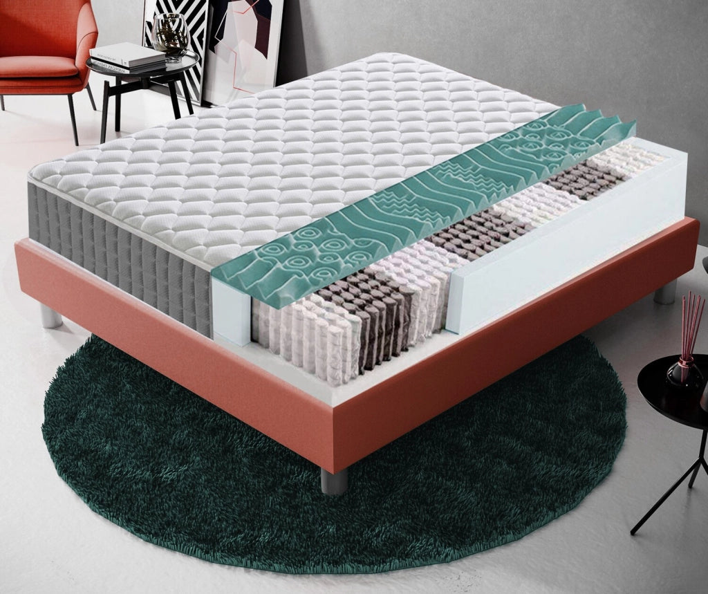 Materasso Piazza e Mezza 120x190 800 molle insacchettate e memory foam - alto 24 cm - 4 cm memory foam