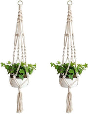 Porta piante a maglia - filo di cotone - decorazione per muro - decorazione per la casa - cura verde per ufficio - 4 gambe