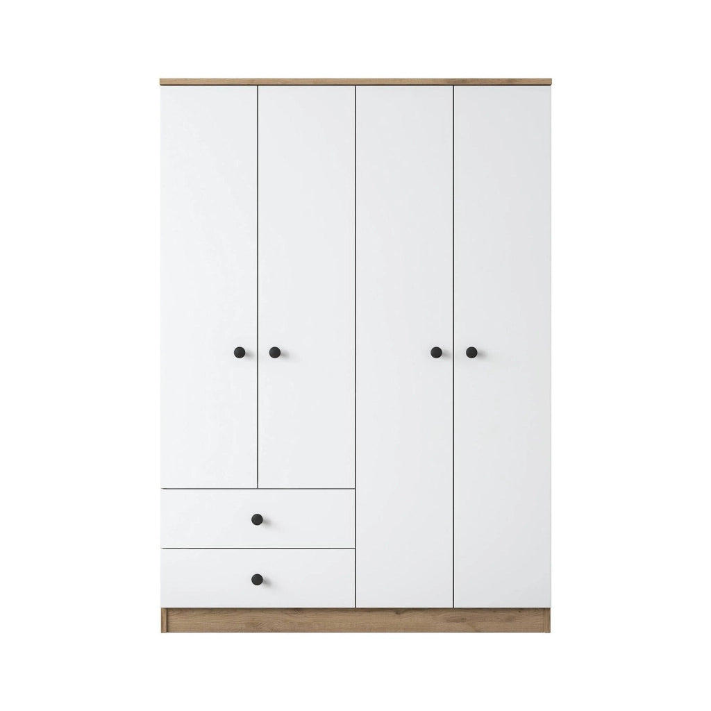 Armadio Camera da Letto Acanto, Guardaroba Grande Appendiabiti, 120x170h cm Marrone Noce