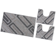 Tappeto Bagno Moderno Parure Set 3 Pezzi Soffice Shaggy Assorbente Antiscivolo Lavabile Grigio