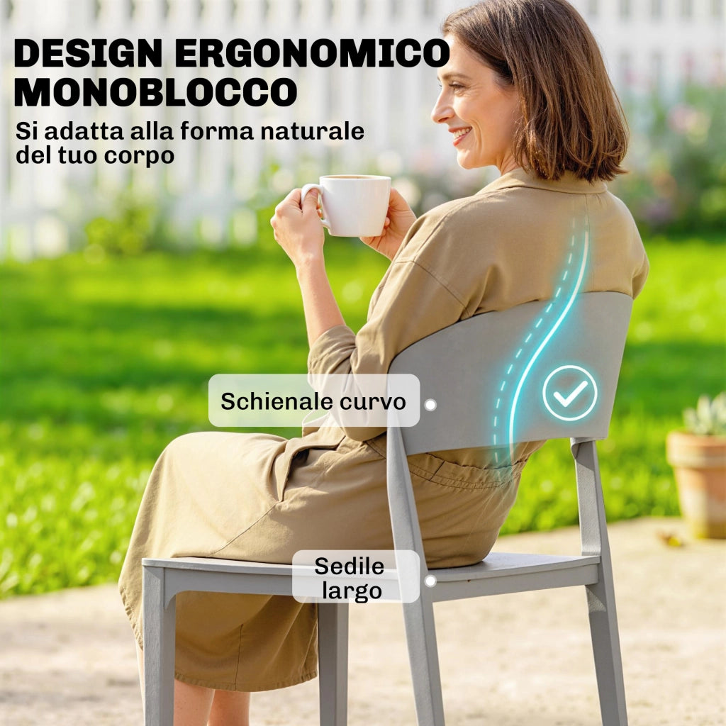Set 4 Sedie Giardino , Impilabili, Struttura pp Adatte per Tutte le Stagioni