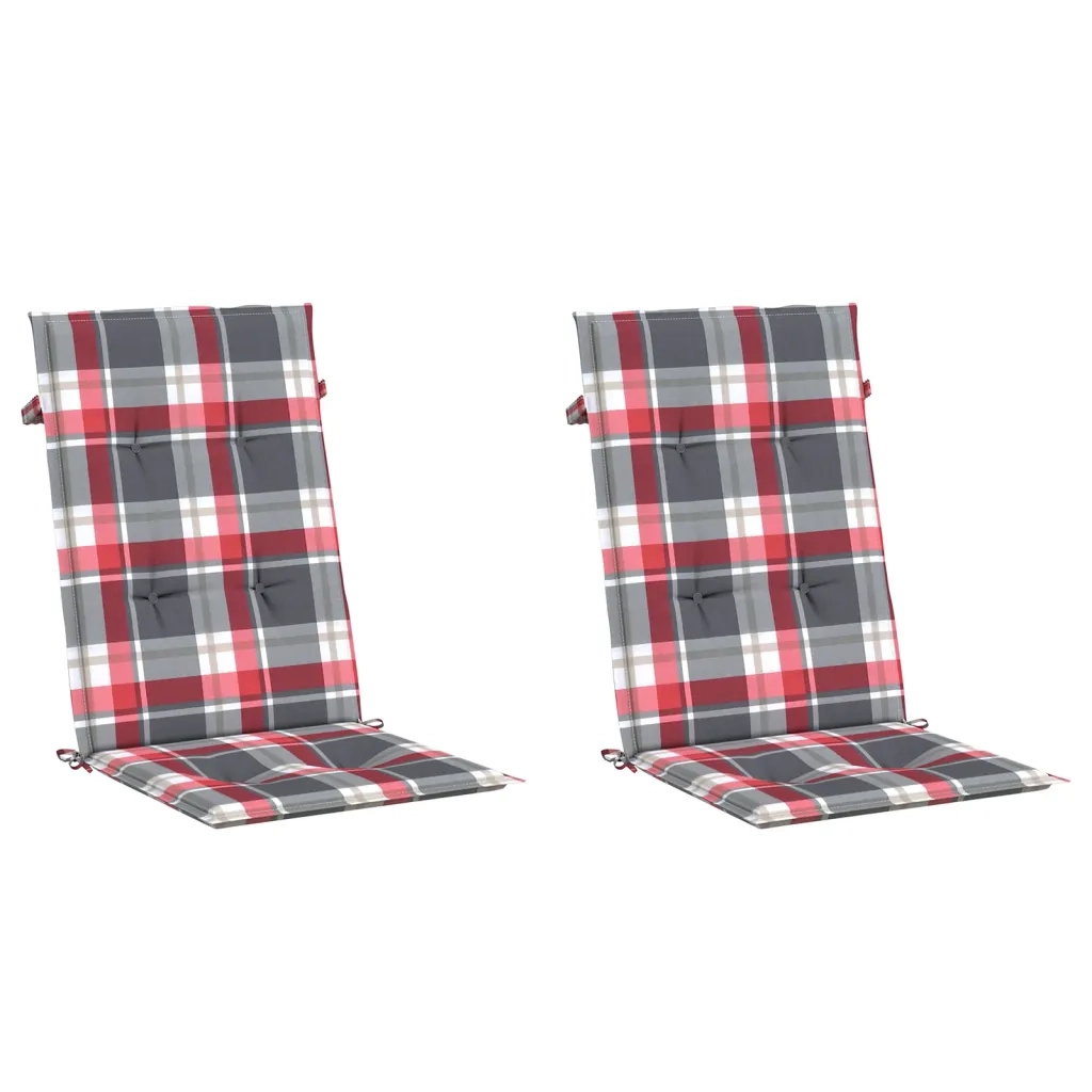 Cuscini per Sedie da Giardino 2 pz Rossi a Quadri 120x50x3 cm cod mxl 57598