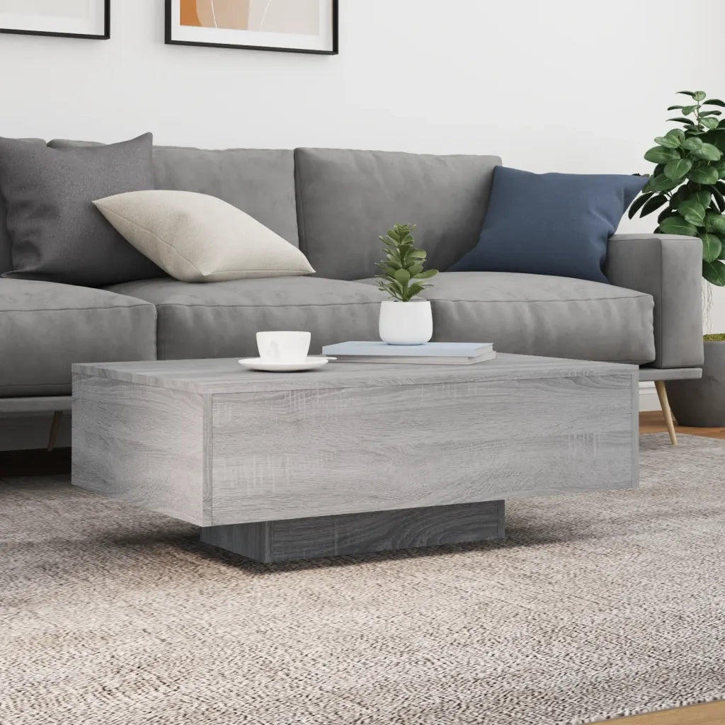 Tavolino da Soggiorno con Luci LED Grigio Sonoma 85x55x31 cm 836614