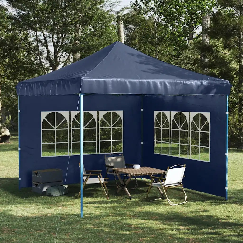 Parete per Tendostruttura 2 pz con Finestra in PE Blu 45115