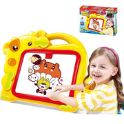 Trade Shop - Lavagna Magnetica Bambini Hippo 2in1 Con Gessetti Cassino E Pennarelli Giallo -