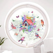 Sticker per finestra 4U - Sticker per finestra estate autoadesivo CASA DEGLI UCCELLI E FIORI I Sticker per finestra decorazione finestra uccelli camera da bambino soggiorno bagno cucina decorazione finestra riciclabile