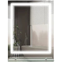 kleankin Specchio Rettangolare da Parete con Luci LED per Bagno 80 x 60 cm