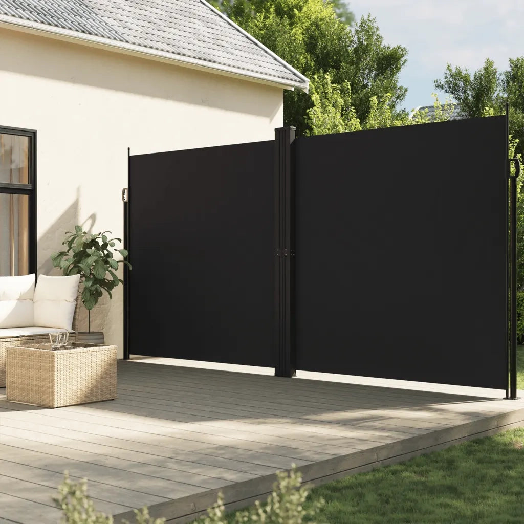 Tenda da Sole | Tenda parasole Laterale Retrattile Nera 200x600 cm